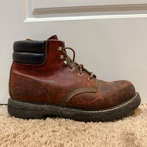 Red Wing 1607 Work Boots Leather Ankle Round Toe Workwear Red Brown Size‎ 7.5B